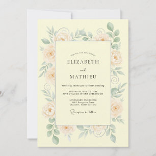 Pfirsich Zarte Botanische Hochzeit Einladung