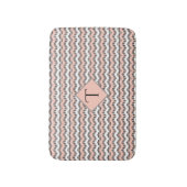 Pfirsich, Zickzack, schwarz und weiß, benutzerdefi Badematte (Vorderseite Vertikal)