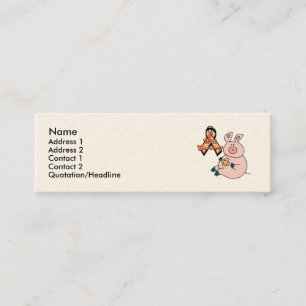 Pfirsichband-Schwein, Name, Adresse 1, Adresse 2,  Mini Visitenkarte