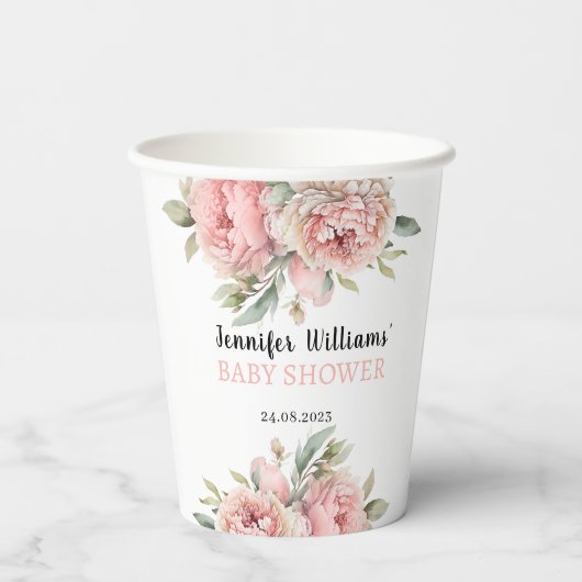 Pfirsichbäonchen Blumenspießtasse Pappbecher (Rückseite)