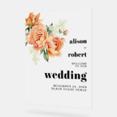 Pfirsichbäonien und Rose mattierte Hochzeit WILLKO Acrylschild (Winkel)