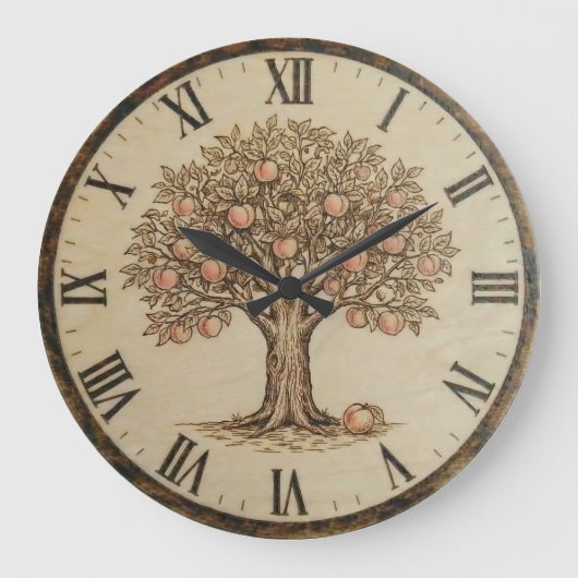 Pfirsichbaum-Wanduhr  Große Wanduhr (Vorderseite)