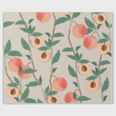 Pfirsichbäume mit Blätter und Früchten auf einem l Geschenkpapier (Flach)