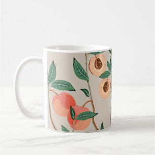 Pfirsichbäume mit Blätter und Früchten auf einem l Kaffeetasse