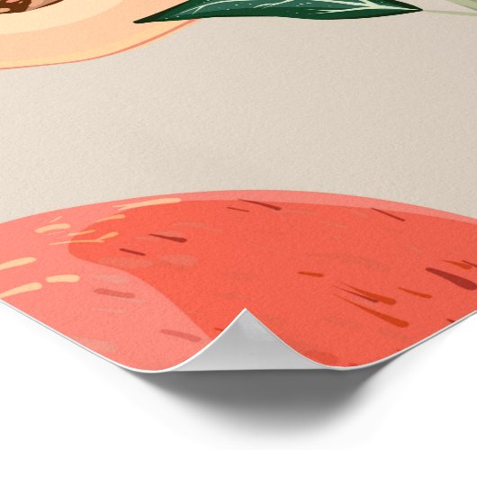 Pfirsichbäume mit Blätter und Früchten auf einem l Poster (Ecke)