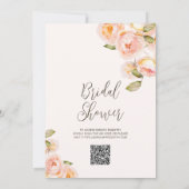 Pfirsichblättrige Prosecco QR Code Brautparty Einladung (Rückseite)