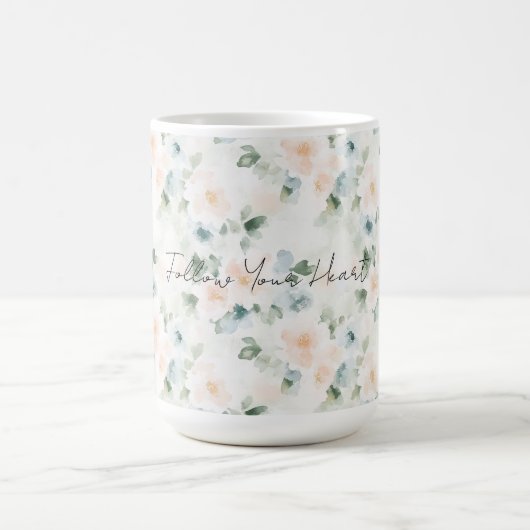 Pfirsichblaue Blumen   Kaffeetasse (Mittel)