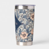 Pfirsichblaue Blumige William-Morris-Elegant-Monog Thermobecher (Links)
