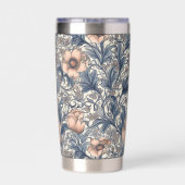 Pfirsichblaue Blumige William-Morris-Elegant-Monog Thermobecher (Rückseite)