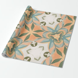Pfirsichblaue botanische nahtlose Muster Geschenkpapier