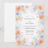 Pfirsichblaue Frühlingstrauung im Periwinkle-Look Einladung (Vorne/Hinten)