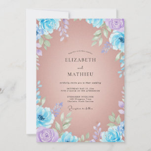 Pfirsichblaue Hochzeit Einladung