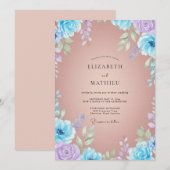 Pfirsichblaue Hochzeit Einladung (Vorne/Hinten)