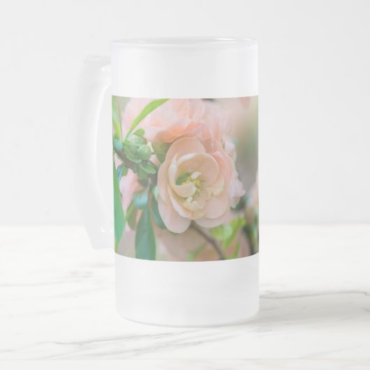 Pfirsichblühende Mattierte Glasbläserei Tasse (Vorderseite Links)