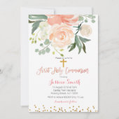 Pfirsichblumen Erste Kommune Einladung (Vorderseite)