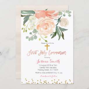 Pfirsichblumen Erste Kommune Einladung