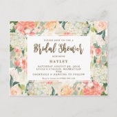 Pfirsichblumen Moderne Brautdusche Einladung (Vorderseite)