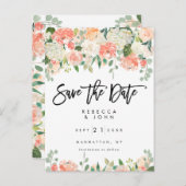 Pfirsichblumengrün, das Save the Date Karte (Vorne/Hinten)