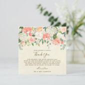 Pfirsichblumenhochzeit danke Ihnen Empfang Karte (Stehend Vorderseite)