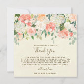 Pfirsichblumenhochzeit danke Ihnen Empfang Karte (Vorderseite)