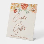 Pfirsichblumenkarten und -geschenke für Brautparty Sockelschild (Vorderseite)