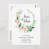 pfirsichblumenSave the Date Postkarte (Vorne/Hinten)