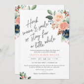 Pfirsichblüte Brautdusche Einladung Drive-By (Vorne/Hinten)