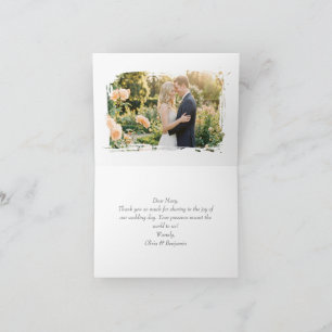 Pfirsichblüte & Goldenes Gitter individuelles Foto Dankeskarte