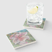 Pfirsichblüte Steinuntersetzer (Seitenansicht)