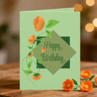 Pfirsichblüten auf grünem Diamant Geburtstag