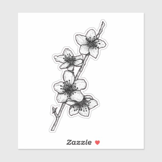 Pfirsichblüten Aufkleber (Blatt)