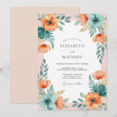 Pfirsichblüten-Bogen-Schmuck Hochzeit Einladung (Vorne/Hinten)