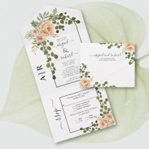 Pfirsichblüten, Bogen und Monogramm Frühling Hochz