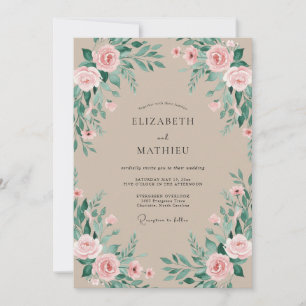 Pfirsichblüten-Botanische Hochzeit Einladung