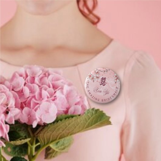 Pfirsichblüten Doppelglücklichkeit chinesische Hoc Button