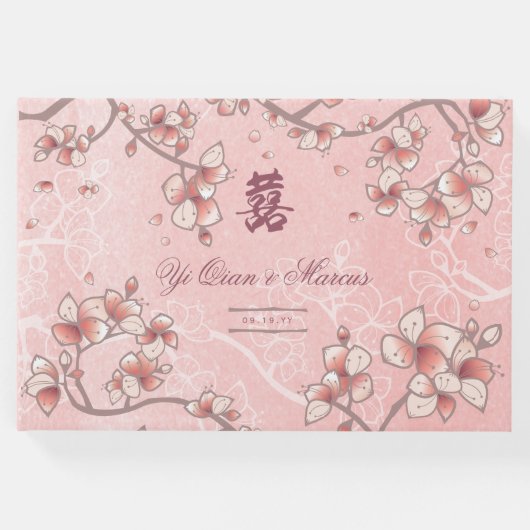 Pfirsichblüten Doppelglücklichkeit chinesische Hoc Gästebuch (Vorderseite)