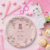 Pfirsichblüten Doppelglücklichkeit chinesische Hoc Pappteller (Party)