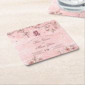 Pfirsichblüten Doppelglücklichkeit chinesische Hoc Rechteckiger Pappuntersetzer (angewinkelt)