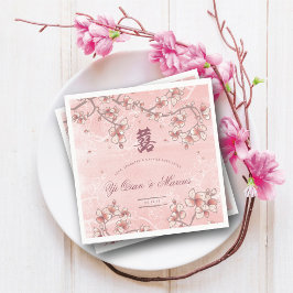 Pfirsichblüten Doppelglücklichkeit chinesische Hoc Serviette