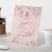 Pfirsichblüten Doppelglücklichkeit chinesische Hoc Sockelschild (In SItu)