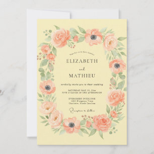 Pfirsichblüten-Garland-Romantik-Hochzeit Einladung