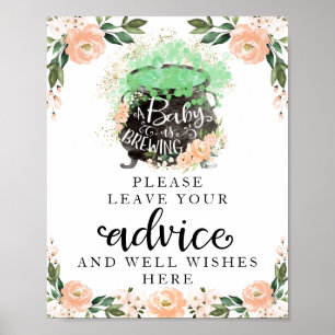 Pfirsichblüten-Halloween-Baby-Shower-Ratgeber-Schi Poster