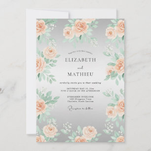 Pfirsichblüten-Himmlische-Romantik-Hochzeit Einladung