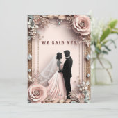 🌸 Pfirsichblüten Hochzeit im Frühling ✨ Einladung (Stehend Vorderseite)