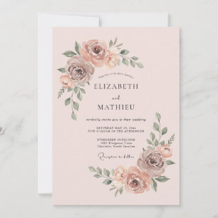 Pfirsichblüten-Malerische Hochzeit Einladung