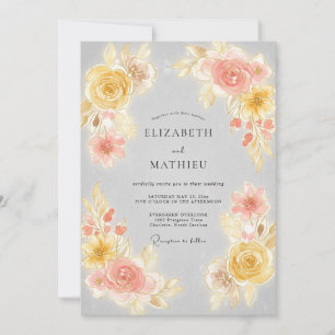 Pfirsichblüten-Malerische-Romantik-Hochzeit Einladung