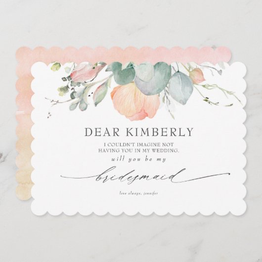 Pfirsichblüten - mein Vorschlag für eine Überbrück Einladung (Vorne/Hinten)