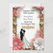 🌷 Pfirsichblüten-Rahmen mit goldener Hochzeit 💍