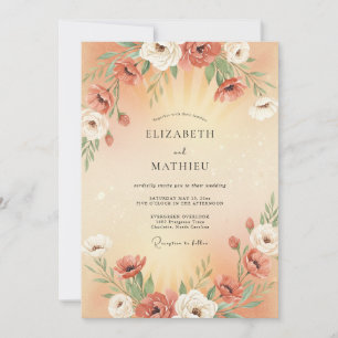 Pfirsichblüten-Romanze-Hochzeit Einladung