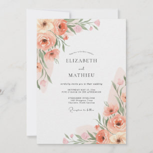 Pfirsichblüten-Romanze-Hochzeit Einladung